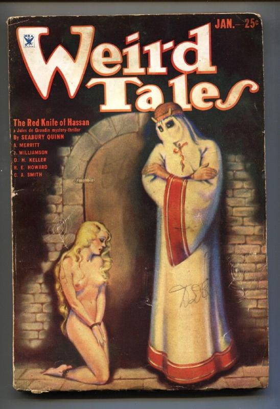 Weird Tales 1/1934-Hooded menace cover-Margaret Brundage-Pulp Magazine