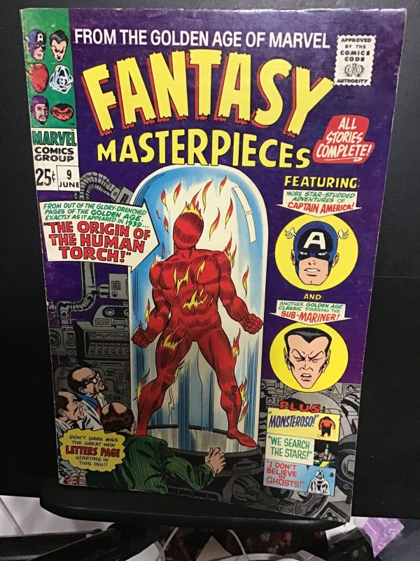 Fantasy Masterpieces #9 (1967) hi gray golden age Human torch origin!! VF wow!