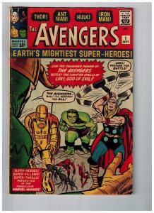 Avengers # 1 VG Marvel Comic Book 1st Appearance MASSIVE KEY Hulk Thor Wasp WT99