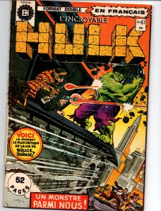L'Incroyable Hulk #67 - Incredible Hulk - 52 Pages - French Language - 1976 - FN