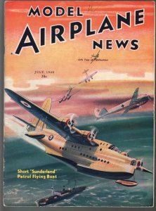 Model Airplane News 7/1940- Sunderland Flying Boat-WWII era-pix-diagrams-FN