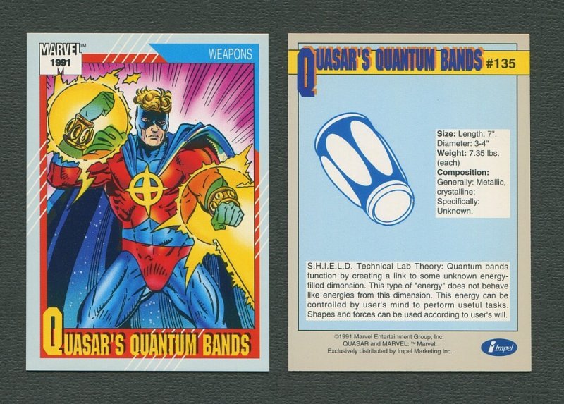 1991 Marvel Comics II  Card  #135 ( Quasar's Quantum Bands )  MINT