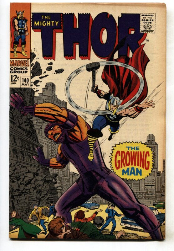 Thor #140 comic book 1967- Marvel Silver Age  Growing Man FN+