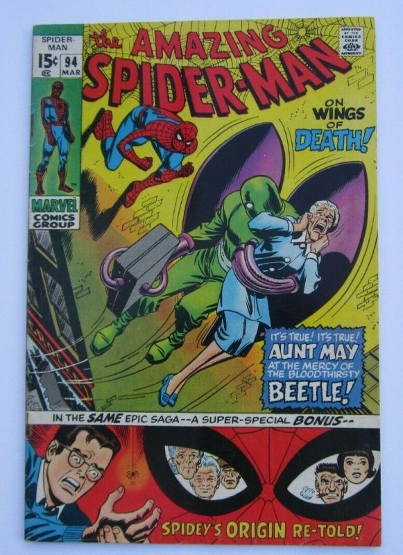 Amazing Spider-Man #94 FN+ Origin Retold Beetle App. Marvel Bronze Age Comic 