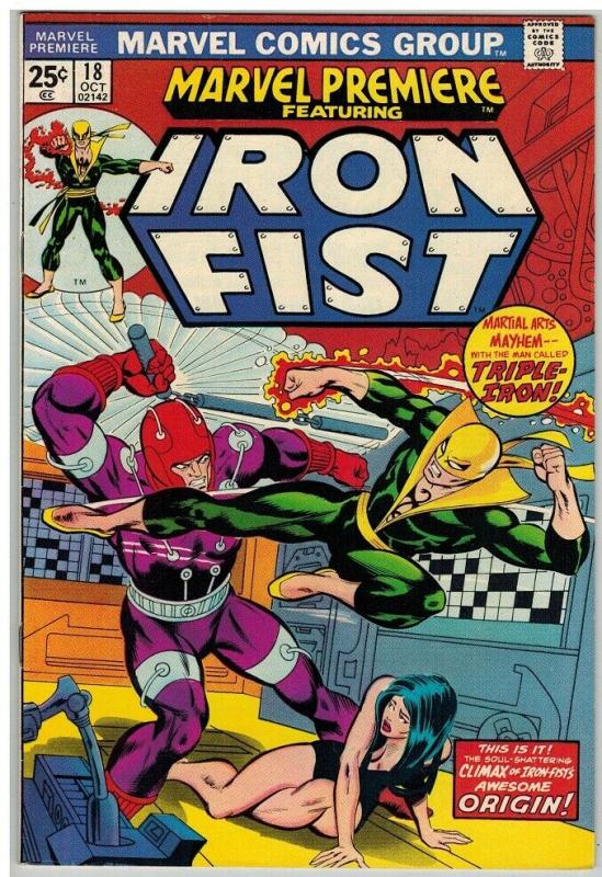 MARVEL PREMIERE 18 F-VF Oct. 1974  IRON FIST