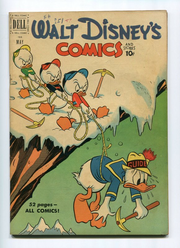 WALY DISNEY COMICS AND STORIES #128 (5.0) BARKS ART 1951