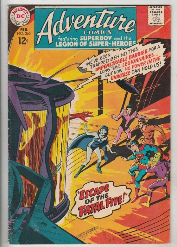 Adventure Comics #365 (Feb-68) FN/VF+ High-Grade Legion of Super-Heroes, Supe...