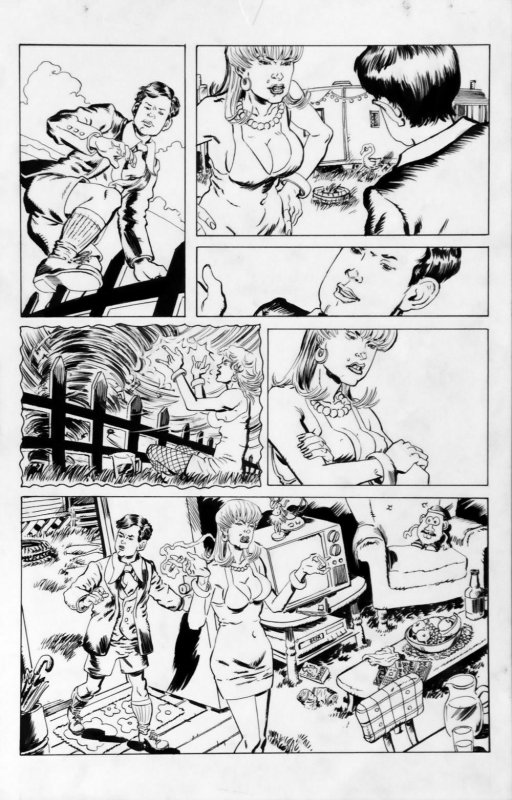 DEAN KOTZ Original Published Art, TRAILER PARK of TERROR #9 page 11, Zombies