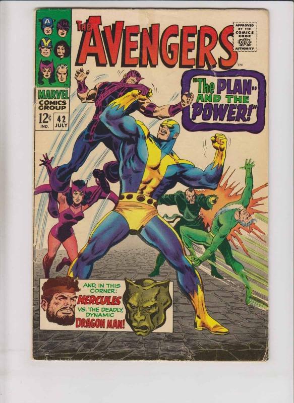 Avengers #42 VG roy thomas - john buscema - dragon man - diablo - silver age