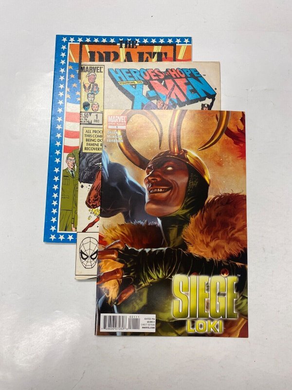 3 MARVEL comic books The Draft Heroes for Hope #1 Siege: Loki #1 86 KM14