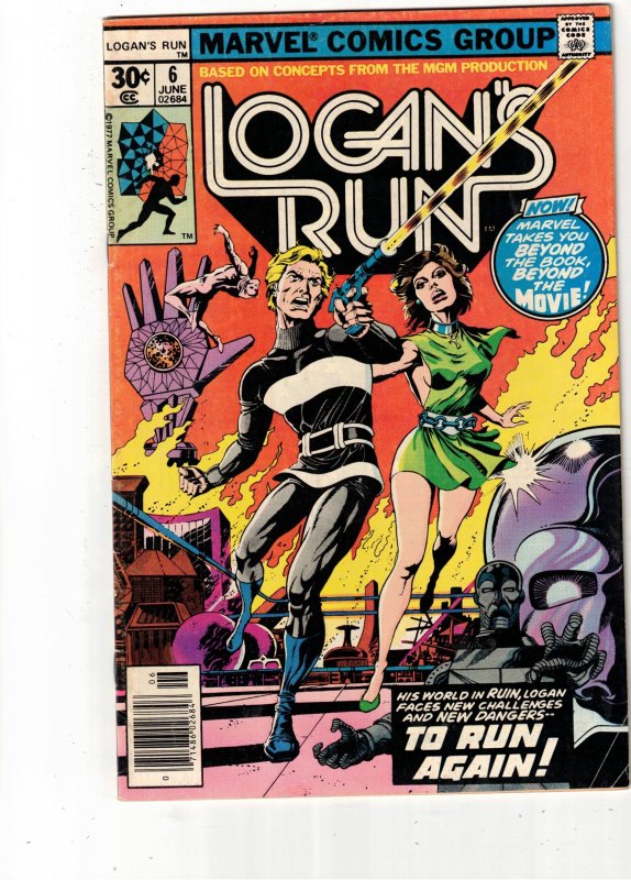 Logan's Run #6 (1977) Very rare Thanos back up story! Mid-grade! Fine Wow!