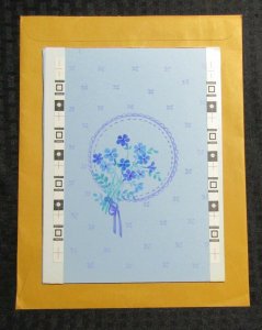 FEELING BETTER Blue & Purple Flowers with Circle 7x9 Greeting Card Art #C9758