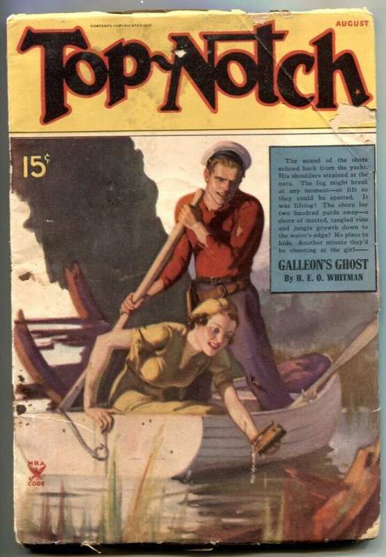 Top-Notch Pulp August 1935- Galleon's Ghost- VG-