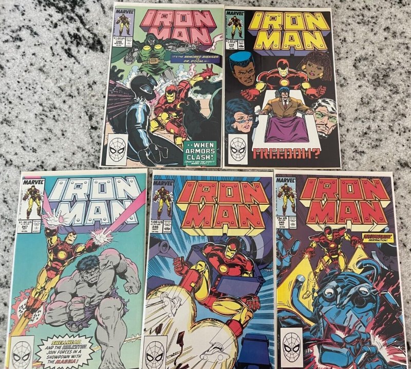 Lot Of 5 Iron Man Marvel Comic Books # 245 246 247 248 249 NM Avengers Hulk CM5 