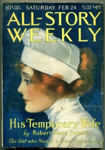 All-Story Weekly Pulp February 24 1917- Hamilton King cover- Temporary Wife FN