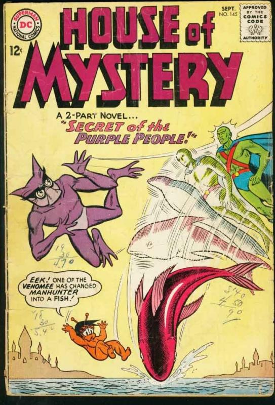 HOUSE OF MYSTERY #145-MANHUNTER FROM MARS-DC G/VG