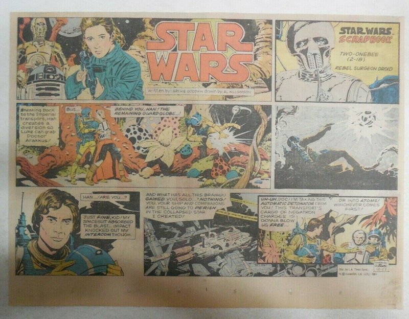 Star Wars Sunday Page by Al Williamson from 12/27/1981 Large Half