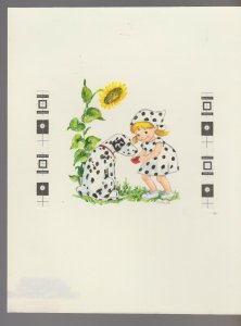 TODAY IS SPECIAL Cute Girl w/ Dalmation & Dress 7.25x9 Greeting Card Art #B8111