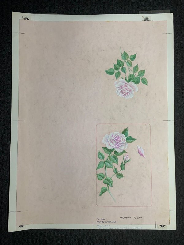 MOTHERS DAY Pink Rose & Butterfly 2-Panels 12x10 Greeting Card Art #13429