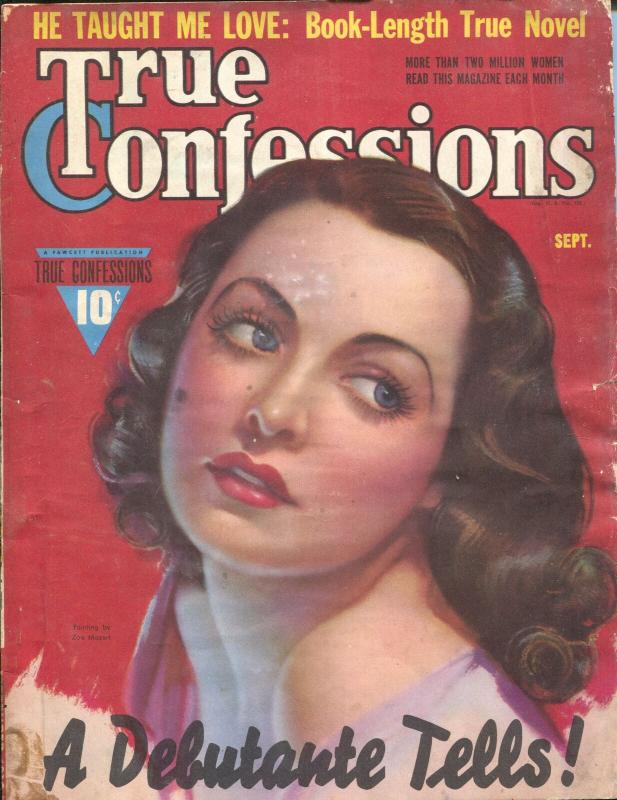 True Confessions 9/1939-Fawcett-pin-up girl-Zoe Mozert-Loretta Young-spicy-G