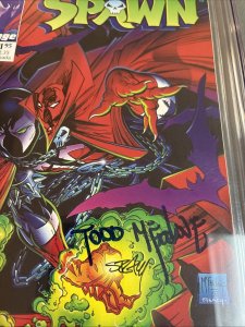 Spawn (1992) # 1 (CGC 9.8 SS) Signed & Sketch Ken Stacy • Signed Todd McFarlane