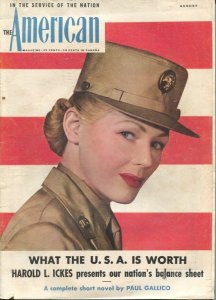 American Magazine 8/1943 WWII era-Juli Berngardt-Paul Gallico pulp fiction-cl...