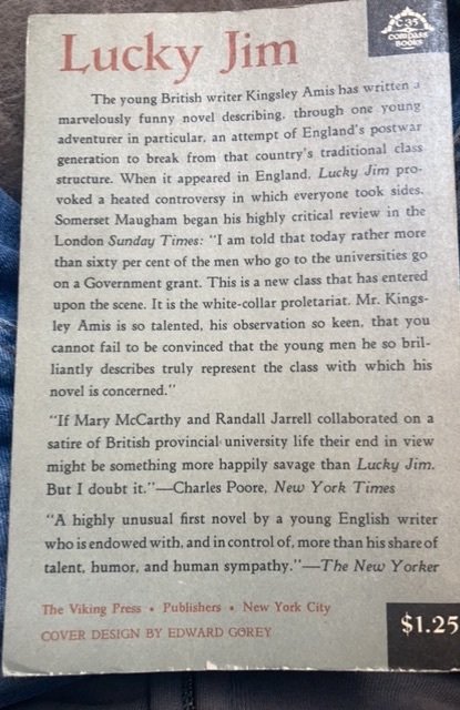 Lucky Jim, Kingsley AMIS, 1961,256p