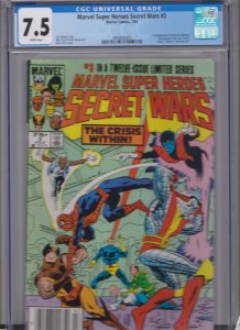 Marvel Super Heroes Secret Wars #3 CGC 7.5 WHITE (1984) KEY / NEY SLAB