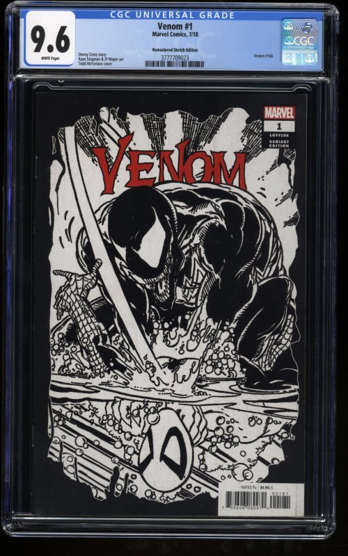 Venom #1 CGC NM+ 9.6 White Pages 1:1000 McFarlane Remastered Sketch Variant