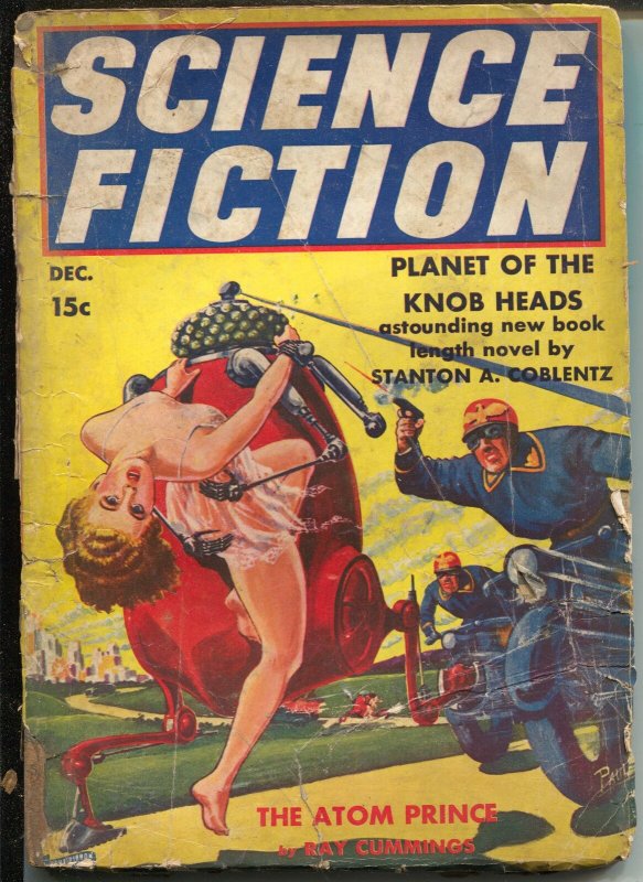 Science Fiction 12/1939-Blue Ribbon-Atom Prince-Ray Cummings-motorcycle-G 
