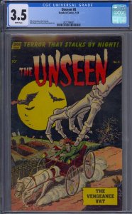 UNSEEN #8 CGC 3.5 JOHN CELARDO MIKE SEKOWSKY WHITE PAGES PRE-CODE HORROR