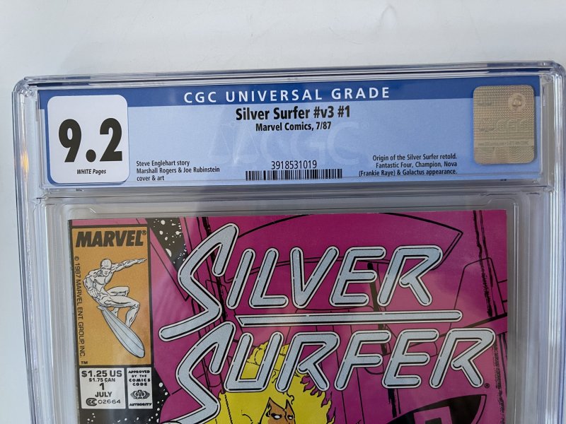 Silver Surfer v3 #1 - CGC  9.2 - Newsstand - Fantastic Four,Galactus App (1987)