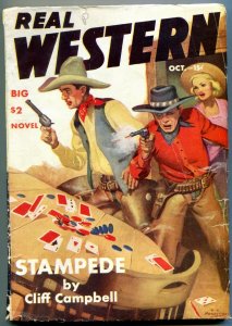 Real Western Pulp October 1941- Great poker gunfight cover- Archie Joselyn VG+ 