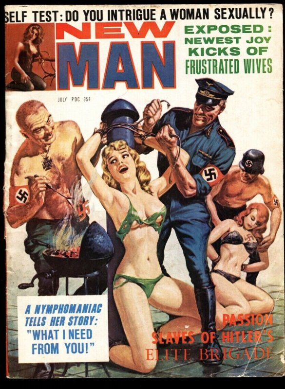 New Man July 1965-NORMAN SAUNDERS Nazi Branding cover-WILD!