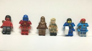 Set of 6 LEGOS - CHEWBACCA, GHOSTBUSTER KEVIN & 4 Random SOLDIERS (see photos) 