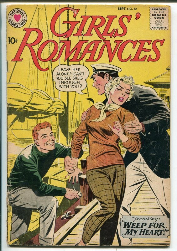 Girls' Romances #62 1959-DC-violent romance triangle cover-nice art-VG