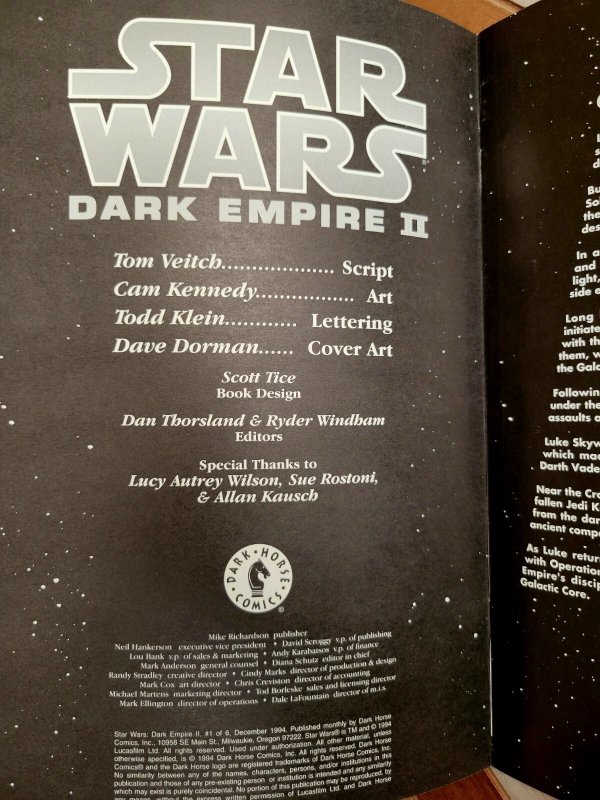 Lot of 2: Star Wars Dark Empire II #1-2 (Dark Horse 1994) Dave Dorman Covers VF-