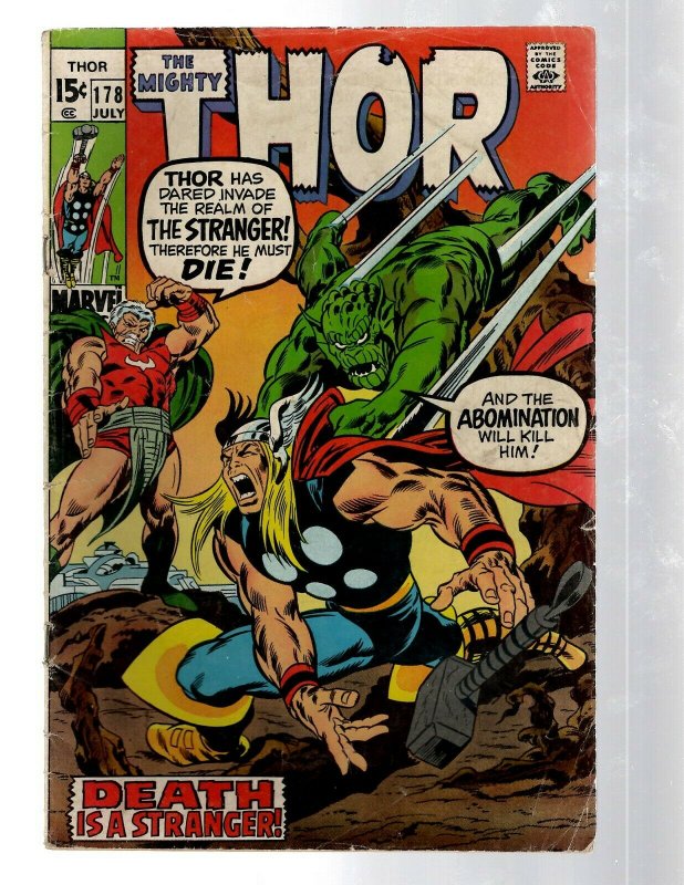 Mighty Thor # 178 VG Marvel Comic Book Loki Odin Asgard Sif Avengers Hulk RB8