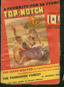 TOP-NOTCH PULP 1937 FEB -- BLOODY COVER BY JOHN HOWITT VG-