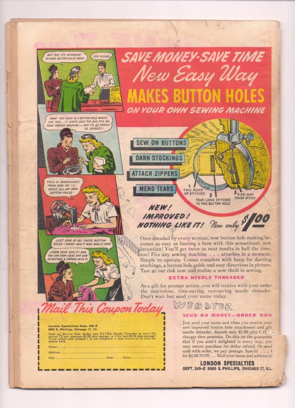 Clue Comics #v2#3 (1947) Great Bondage Cover Last Issue