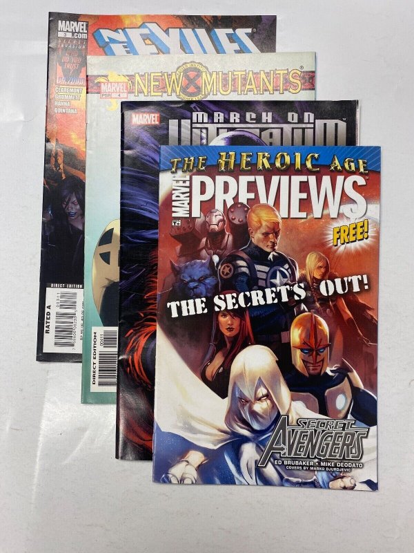 4 MARVEL comic books New Exiles #3 New Mutants #4 March On Previews 67 KM19