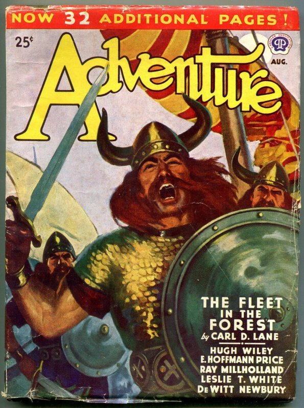 Adventure Pulp August 1943- Fleet in the Forest- Hugh Wiley VG