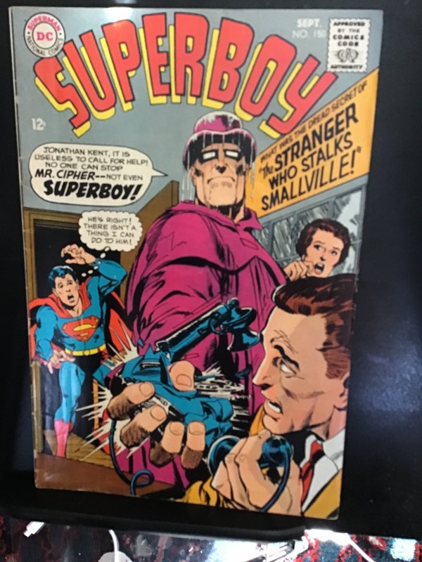 Superboy #150 (1968) Hi grade 1st Mr. Cipher! Neil Adams cover VF Wow