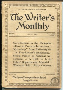 -Writer's Monthly 6/1924-writer's info-Argosy-Triple-X-Dreamworld-G