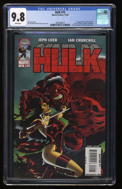 Hulk #15 CGC NM/M 9.8 White Pages 1st Appearance Red She-Hulk!