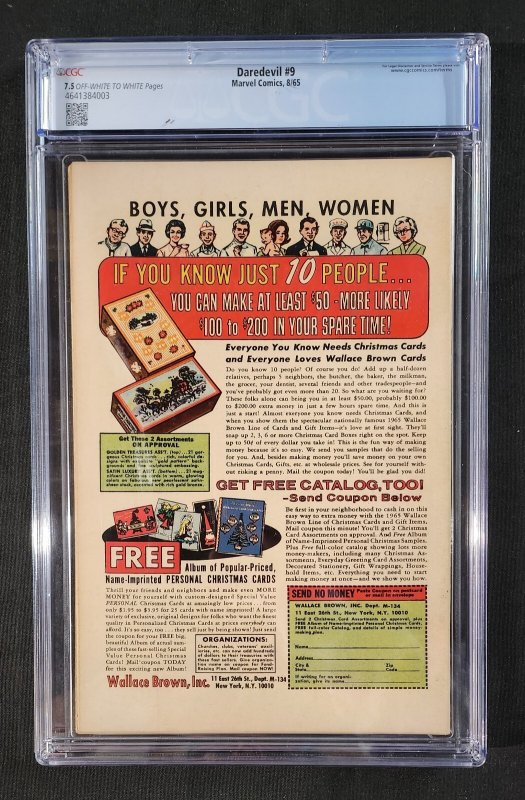 Daredevil #9 - 1st Marvel Pop Art Productions Logo (CGC 7.5) 1965