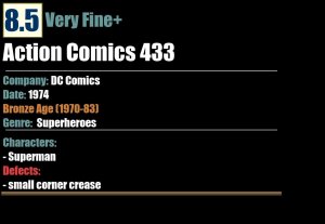 Action Comics 433 (1974) VF+ 8.5 Superman DC Comics