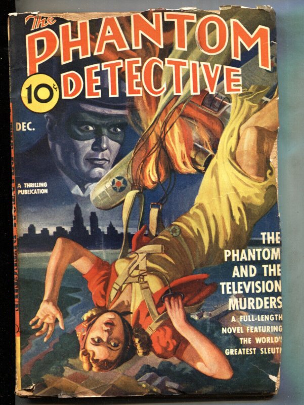 Phantom Detective 12/1940-Parchute plane crash cvr-Hero pulp magazine