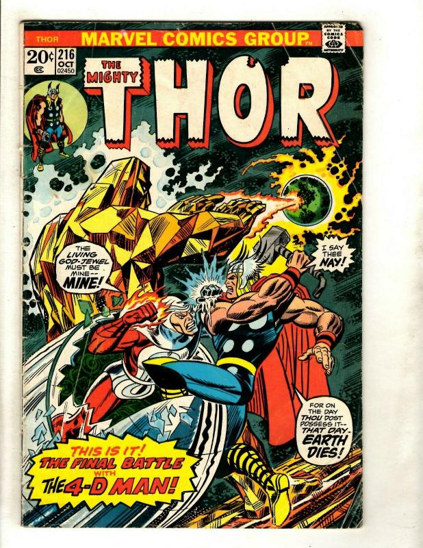 Lot Of 6 Mighty Thor Marvel Comic Books # 214 215 216 217 218 219 Odin Loki GK4