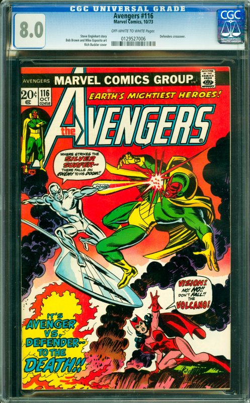 Avengers #116 CGC Graded 8.0 Defenders crossover.